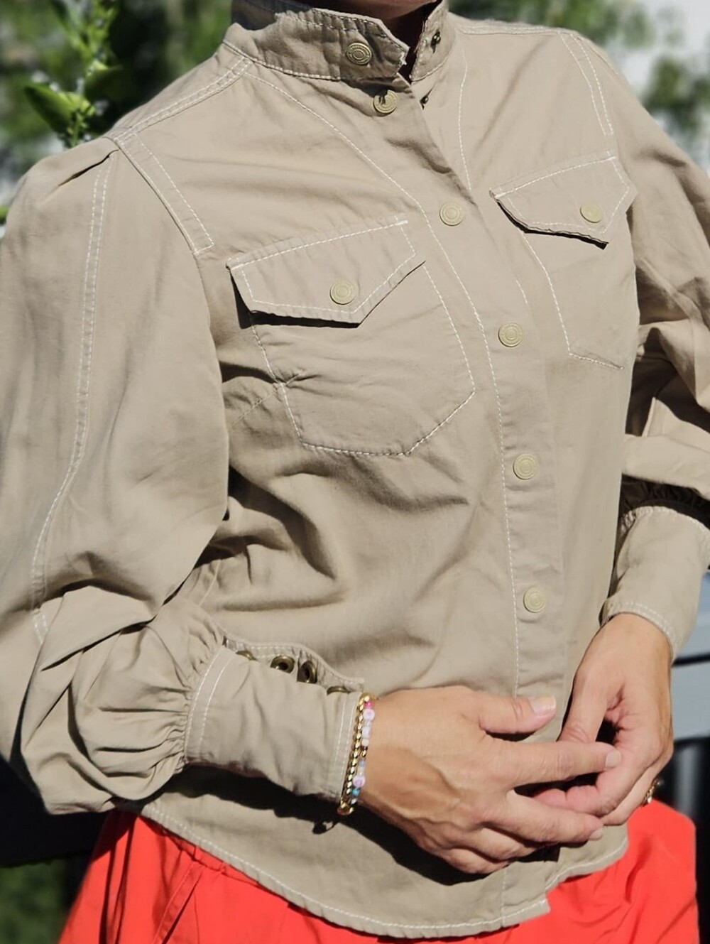 Zimmermann Khaki Taupe Button-Front Military Shirt